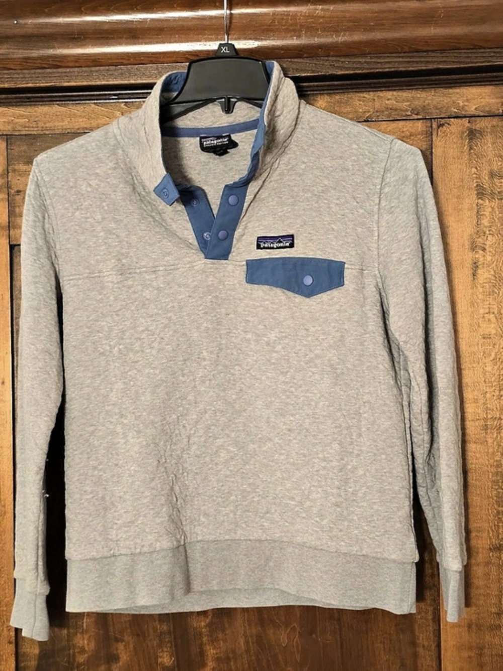 Patagonia Women'Small Organic Cotton Quilt Snap-T Pullover Gray Small